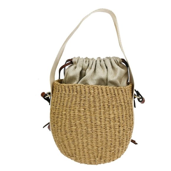 CHLOE Woody Small Basket Shoulder Hand Bag 2Way Canvas Leather Paper BN 93RH257 - Picture 7 of 16
